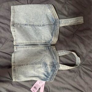 Light Blue Denim Crop Top